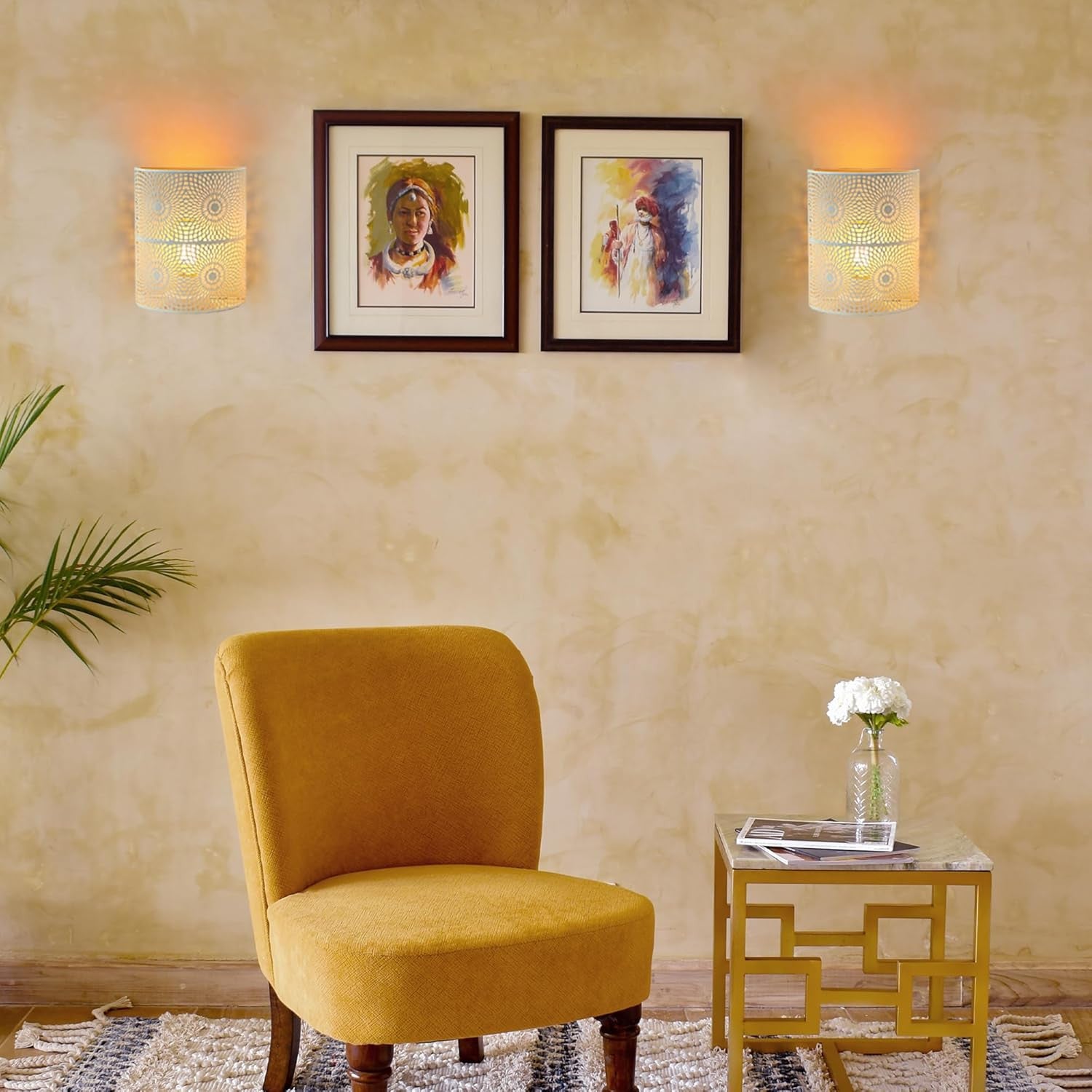 Set of Two 8" White Metal Round Bedside Lamp With Black Cylinder Shade-Table Lamps-DECOROLALA