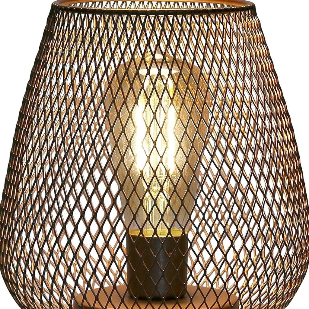 7" Black Metal Novelty Bedside Lamp With Black Cone Shade-Table Lamps-DECOROLALA