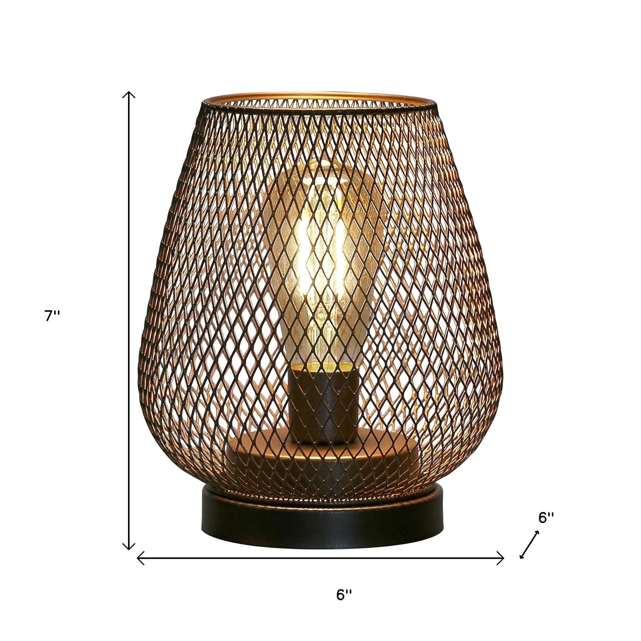 7" Black Metal Novelty Bedside Lamp With Black Cone Shade-Table Lamps-DECOROLALA