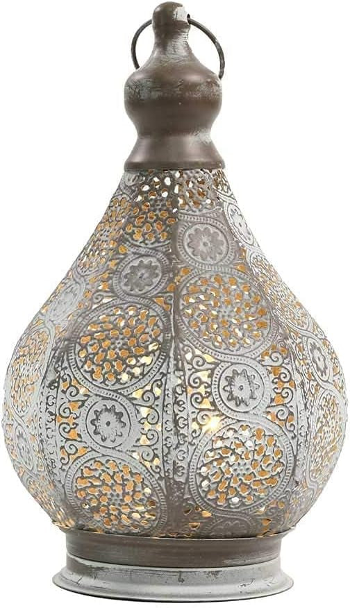 12" Gray Metal Novelty Bedside Lamp With Black Cone Shade-Table Lamps-DECOROLALA