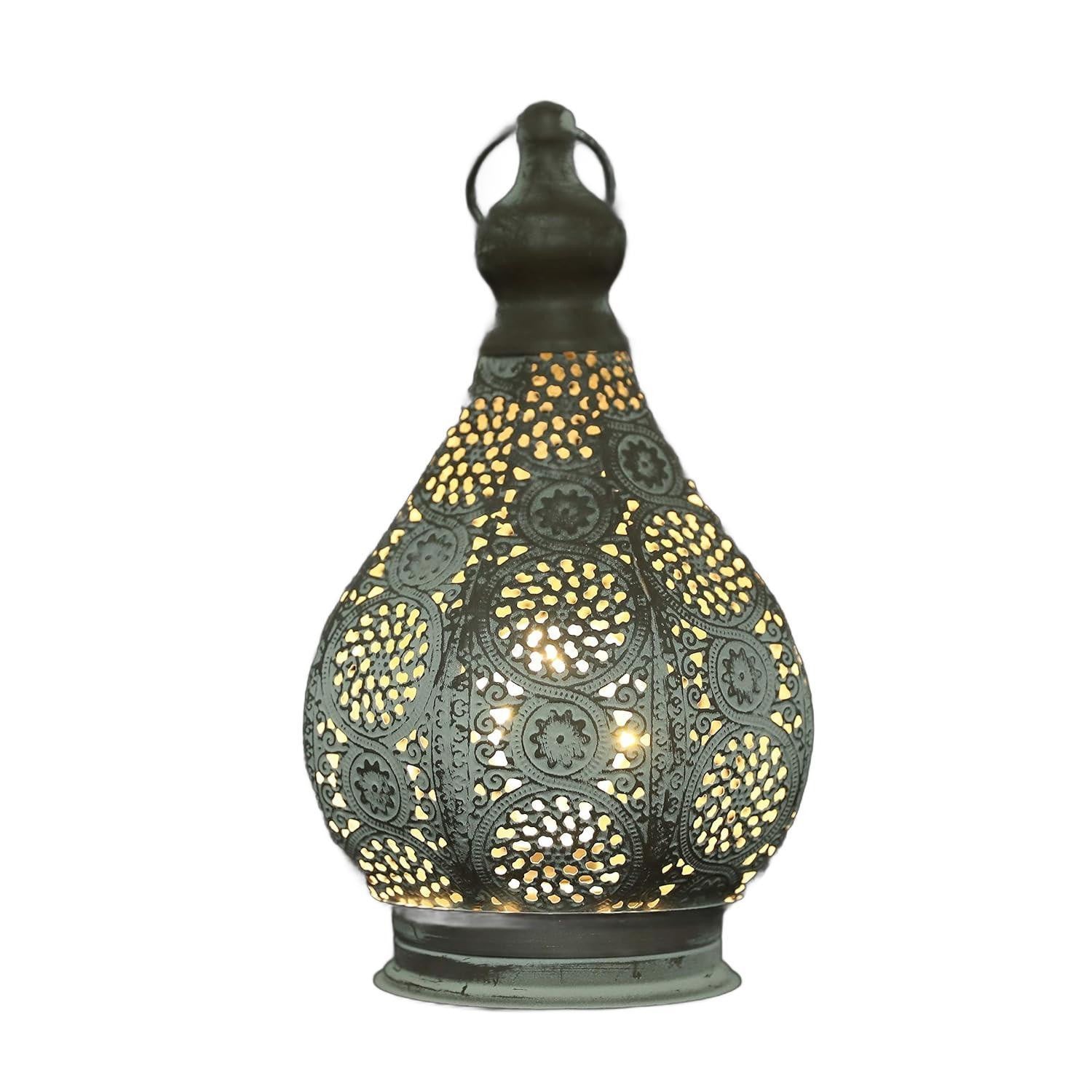 12" Gray Metal Novelty Bedside Lamp With Black Cone Shade-Table Lamps-DECOROLALA