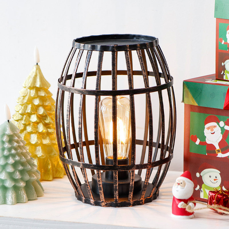 8" Black Metal Novelty Bedside Lamp With Black Cone Shade-5