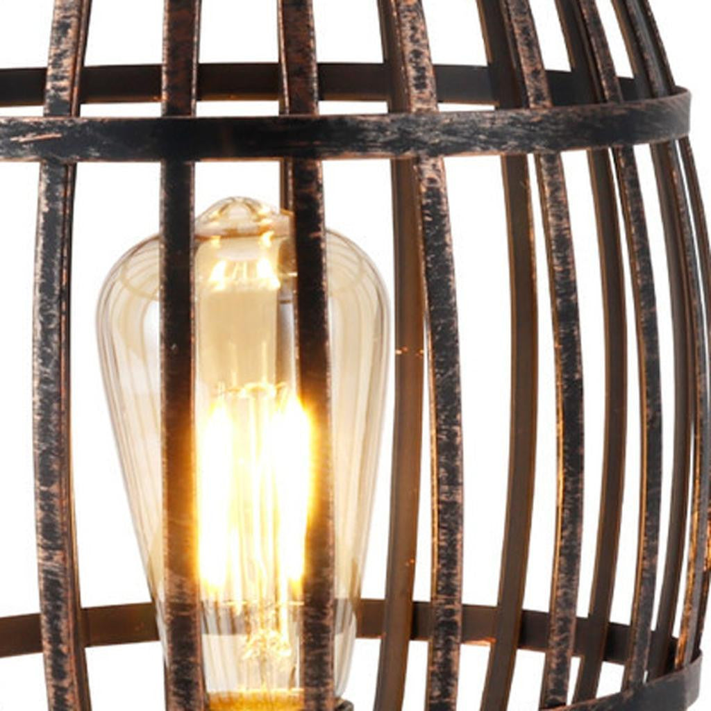 8" Black Metal Novelty Bedside Lamp With Black Cone Shade-1