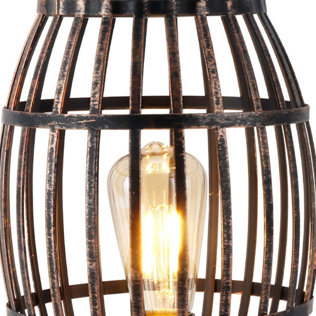 8" Black Metal Novelty Bedside Lamp With Black Cone Shade-2