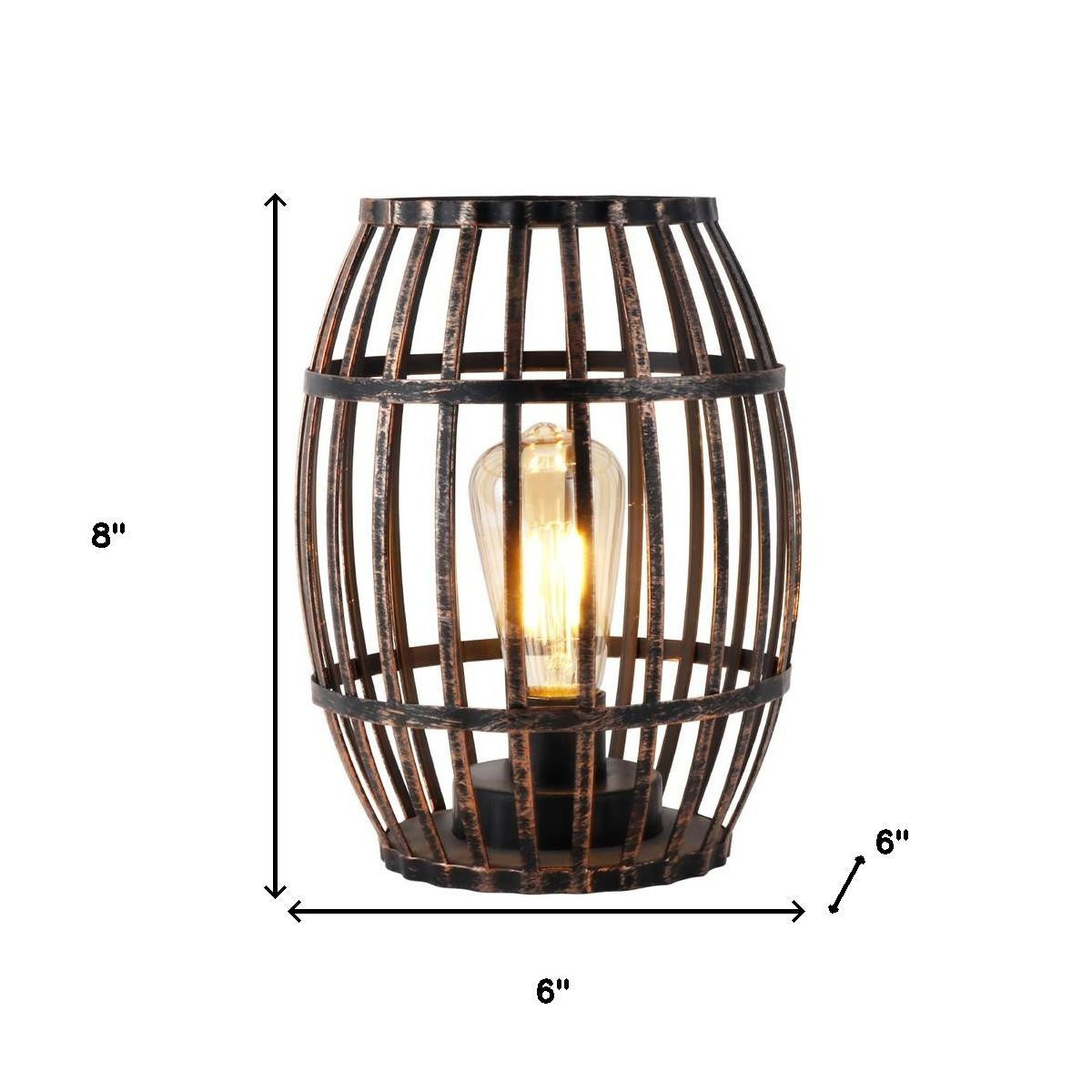 8" Black Metal Novelty Bedside Lamp With Black Cone Shade-7