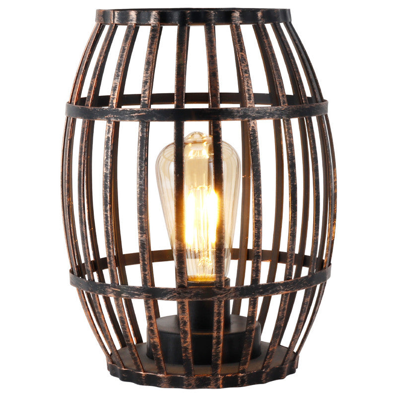 8" Black Metal Novelty Bedside Lamp With Black Cone Shade-0