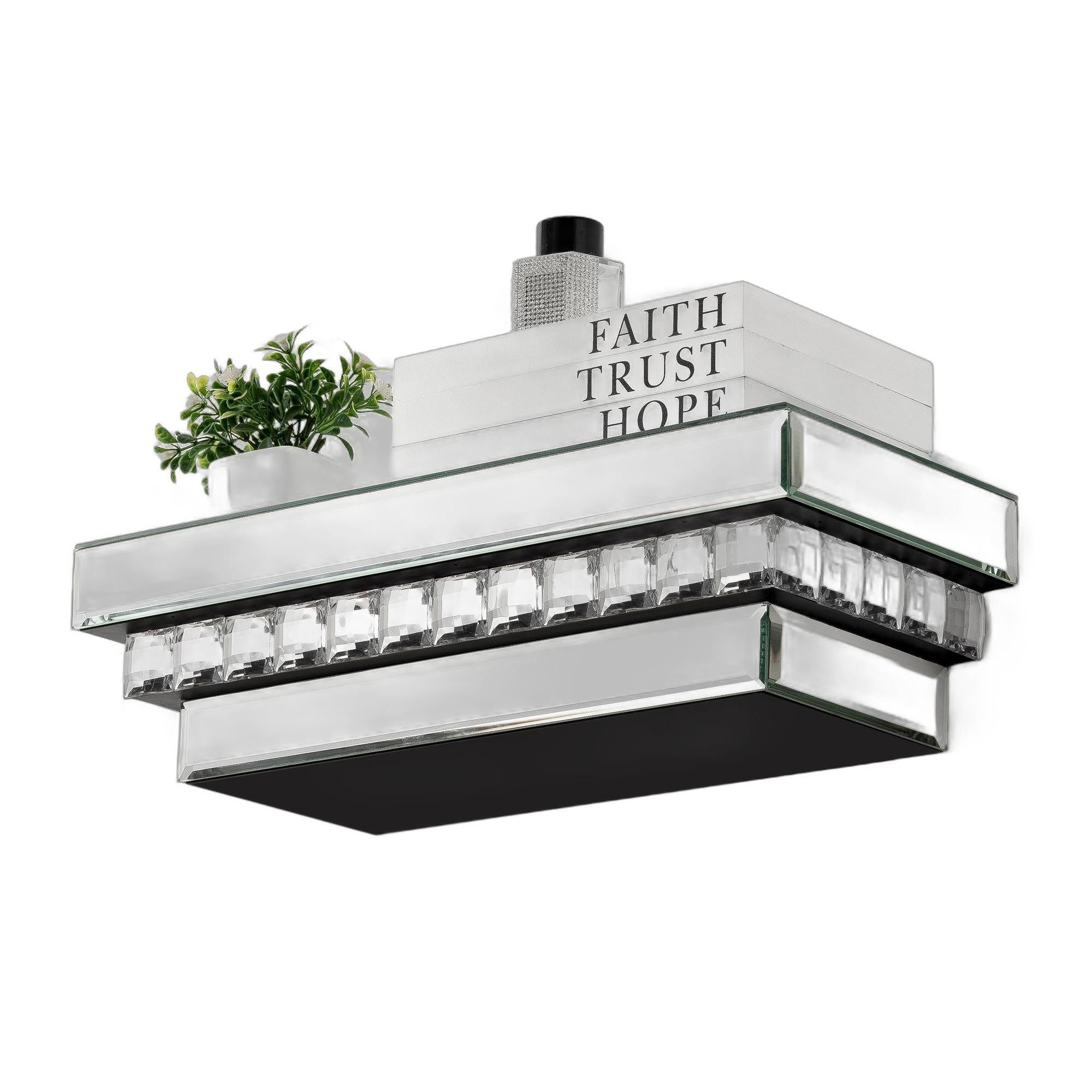 16" Silver Glass Wall Mounted Floating Shelf-Wall Mounted Shelves-DECOROLALA