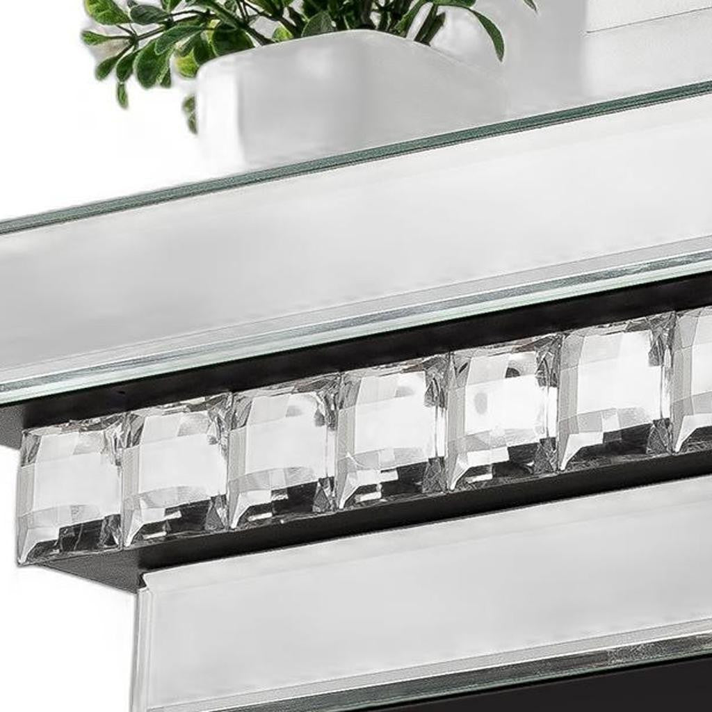 16" Silver Glass Wall Mounted Floating Shelf-Wall Mounted Shelves-DECOROLALA