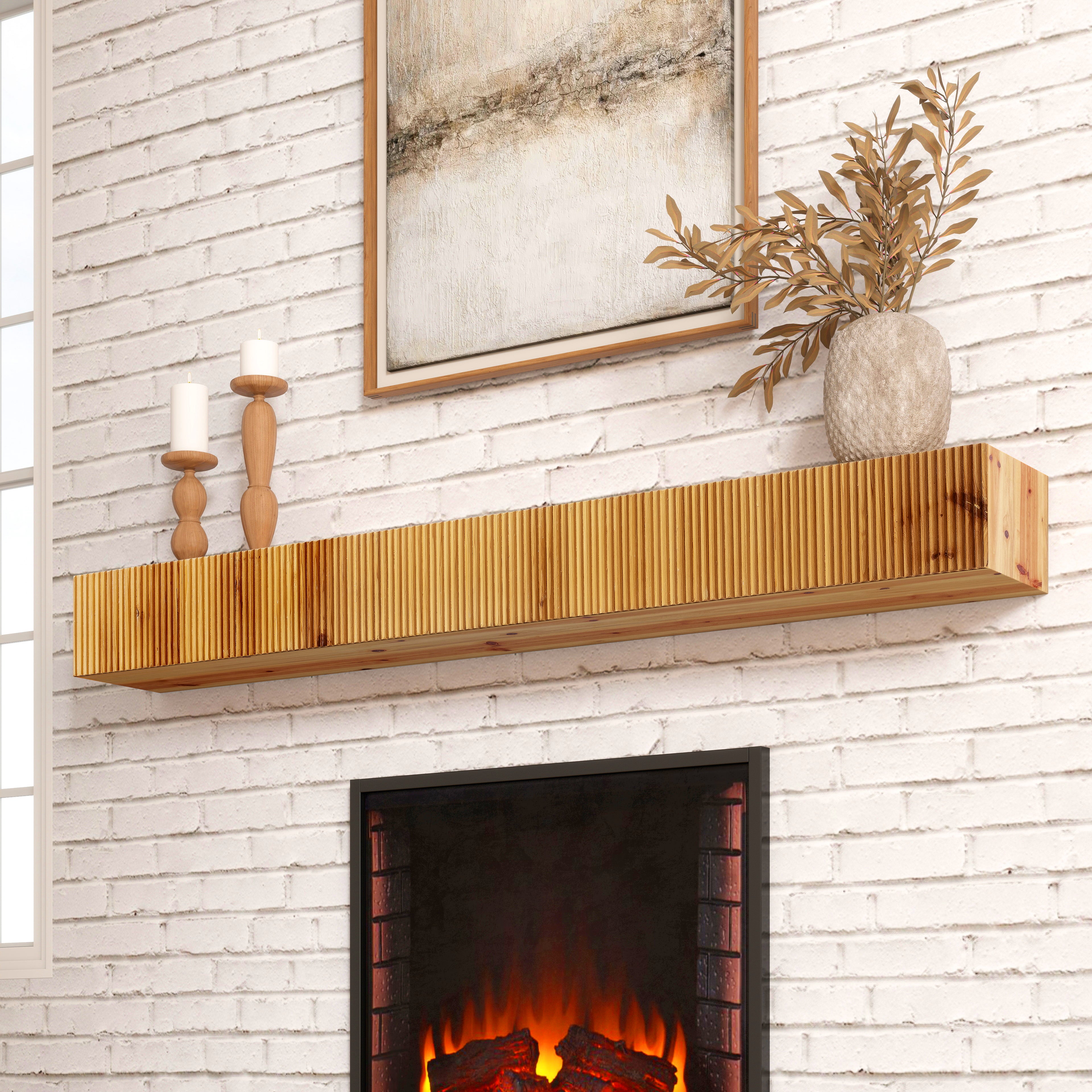 60" Natural Solid Wood Wall Mounted Floating Shelf-Wall Mounted Shelves-DECOROLALA