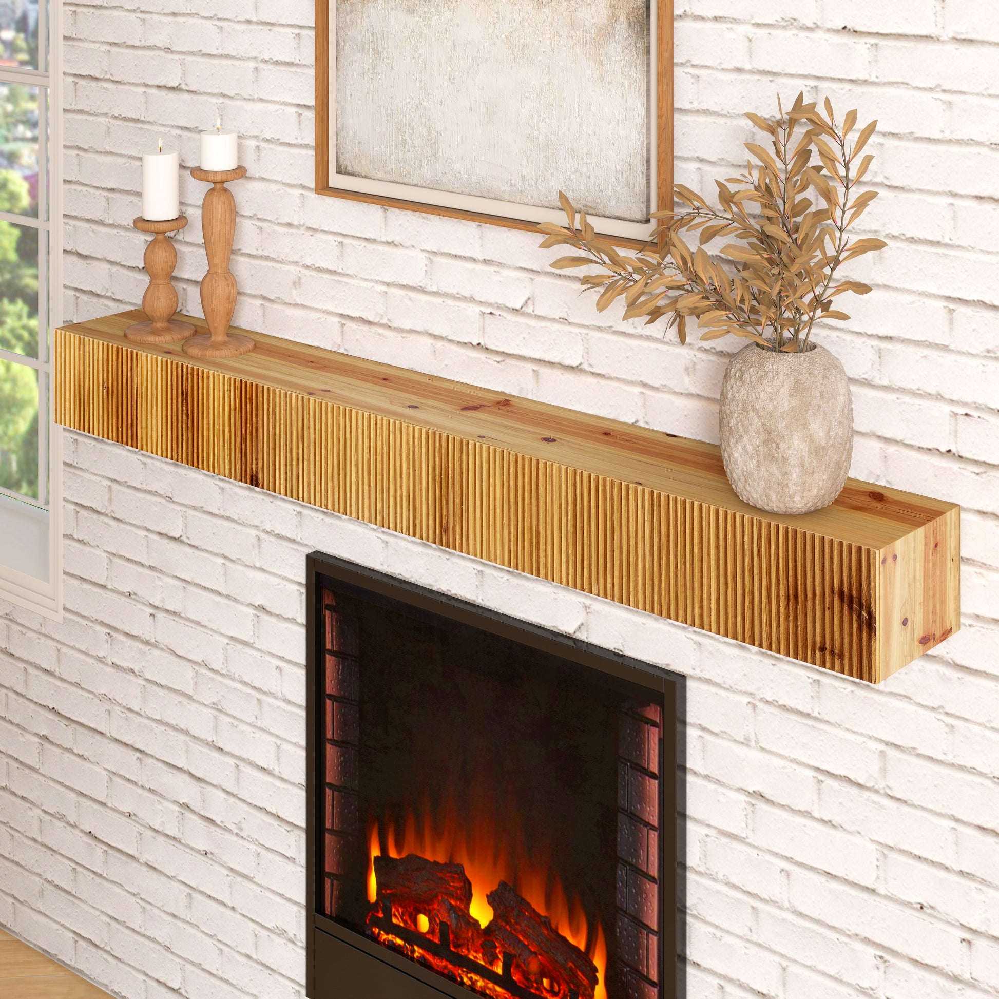 60" Natural Solid Wood Wall Mounted Floating Shelf-Wall Mounted Shelves-DECOROLALA
