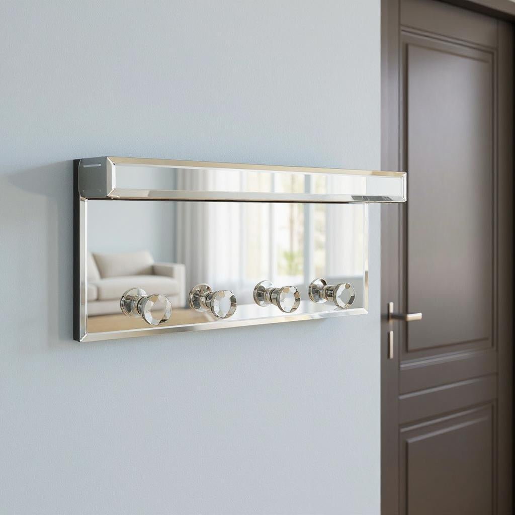 14" Silver Glass Wall Mounted Accent Shelf-Wall Mounted Shelves-DECOROLALA