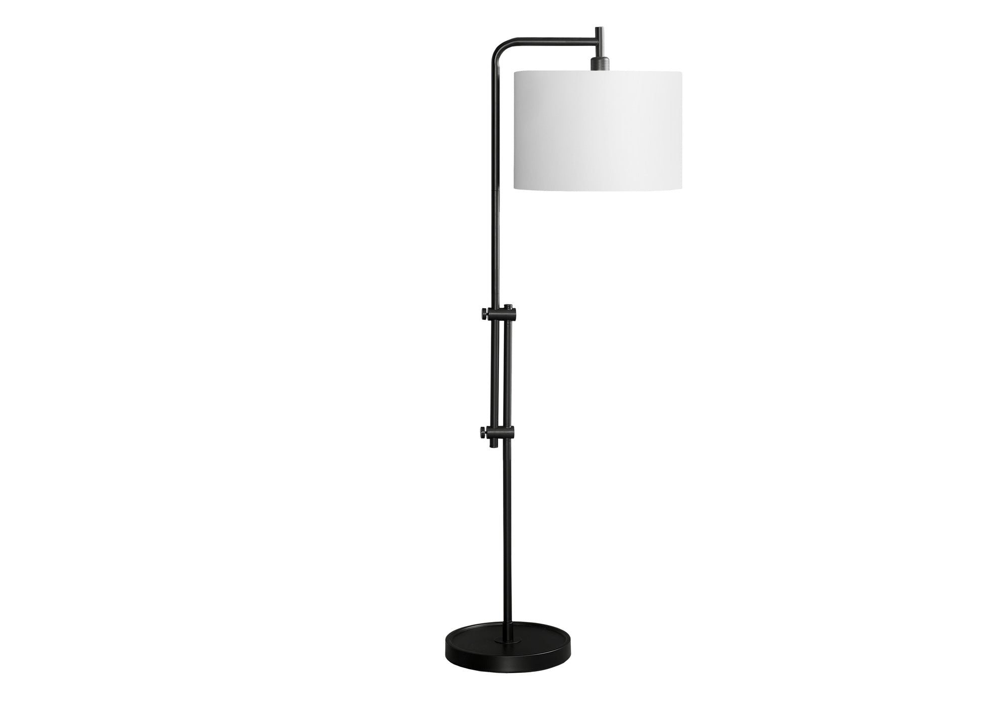 63"H Arc Floor Lamp Black Metal Ivory Shade-Lighting-DECOROLALA