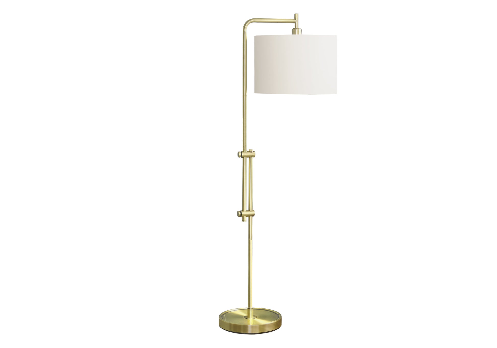 63"H Arc Floor Lamp Black Metal Ivory Shade-Lighting-DECOROLALA