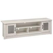 63” Wooden Farmhouse TV Stand for 70" TVs with 2 Fluted Doors and 3 Open Compartments-White-Entertainment Centers & TV Stands-DECOROLALA