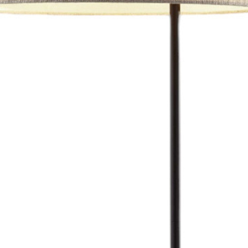 64" Beige And Black Tray Table Floor Lamp With Beige Fabric Drum Shade-Floor Lamps-DECOROLALA