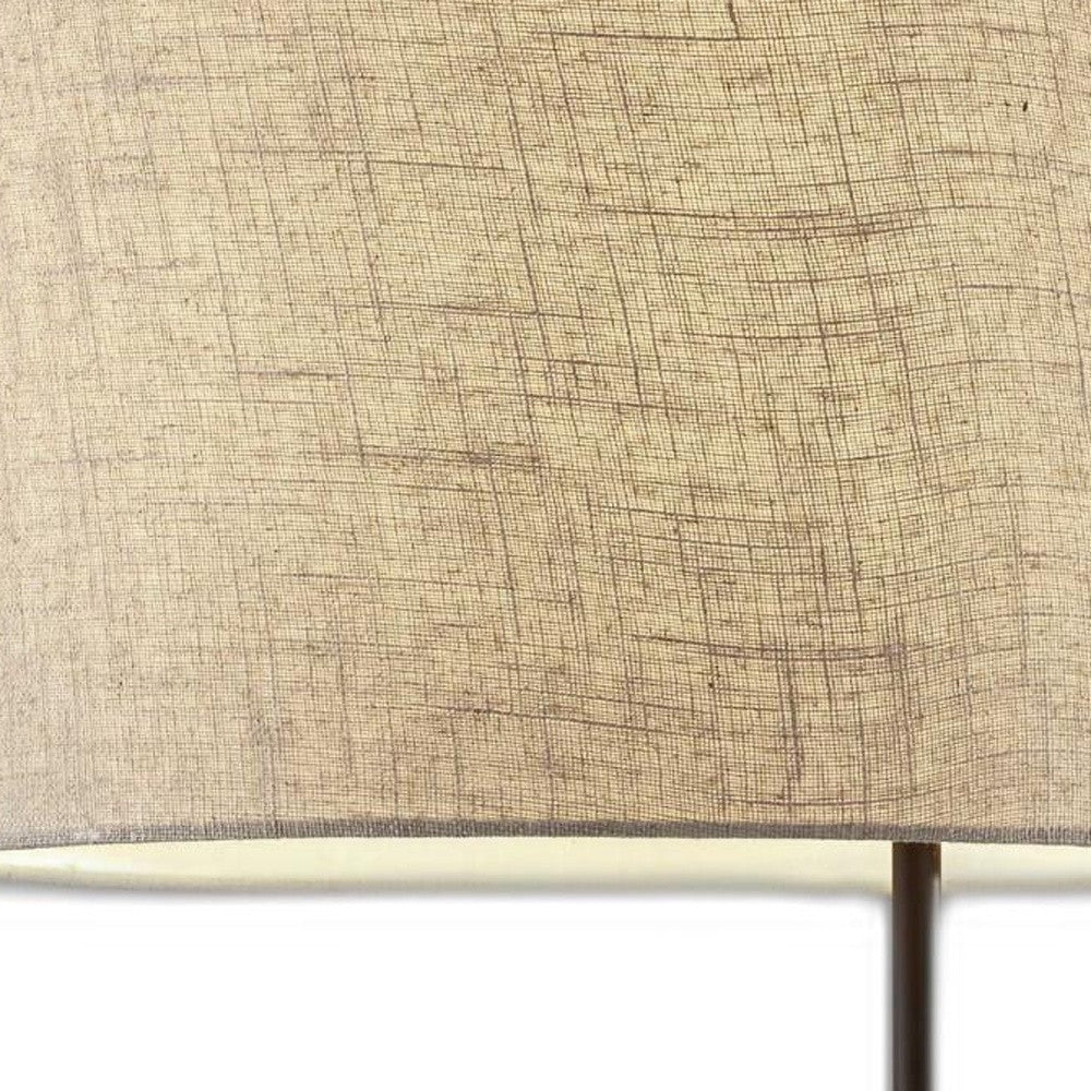 64" Beige And Black Tray Table Floor Lamp With Beige Fabric Drum Shade-Floor Lamps-DECOROLALA