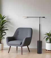 64" Black Metal LED Light Changing Swing Arm Floor Lamp-Floor Lamps-DECOROLALA