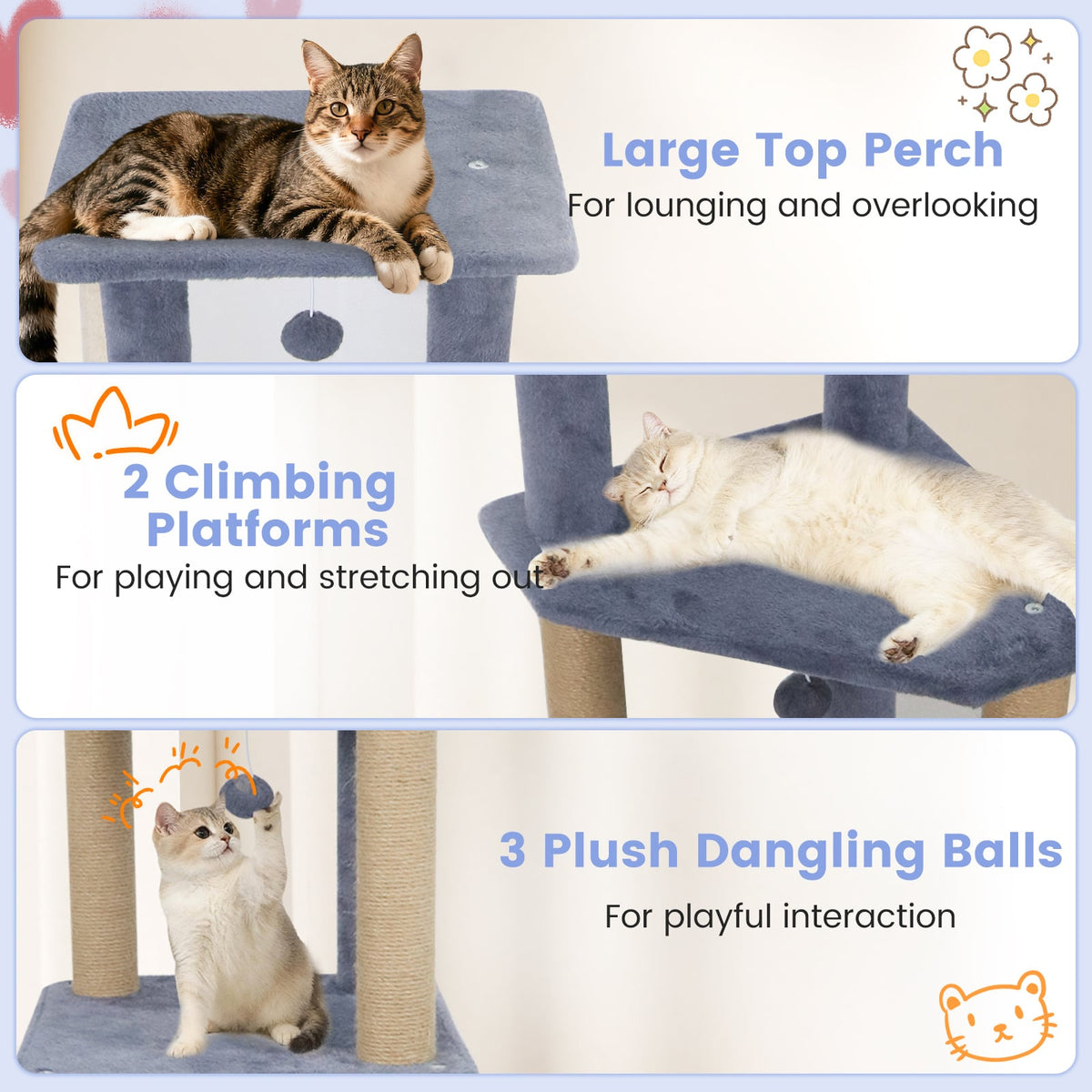 64 Inch Tall Cat Tree with 2 Large Condos and Jute Scratching Posts for Indoor Adult Cats-Dark Grey-Cat Trees & Scratchers-DECOROLALA