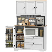 64" Kitchen Pantry Cabinet with Microwave Stand - White-Home Furnishings > Storage & Organization > Kitchen Pantry Cabinets-DECOROLALA