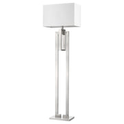 64" Nickel Traditional Shaped Floor Lamp With White Rectangular Shade-Floor Lamps-DECOROLALA