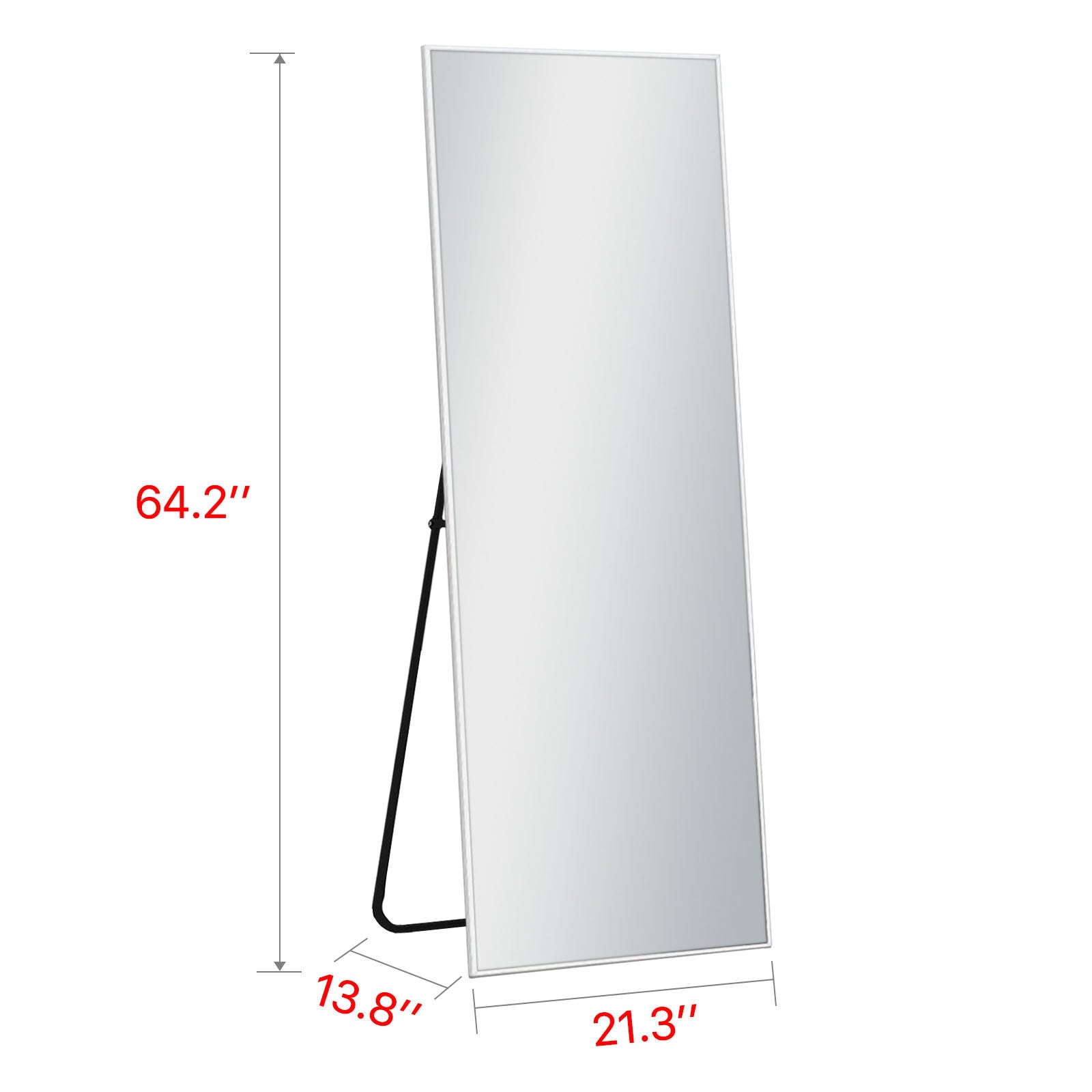 64" Silver Metal Wall Mounted And Freestanding Framed Accent Mirror-Mirrors-DECOROLALA