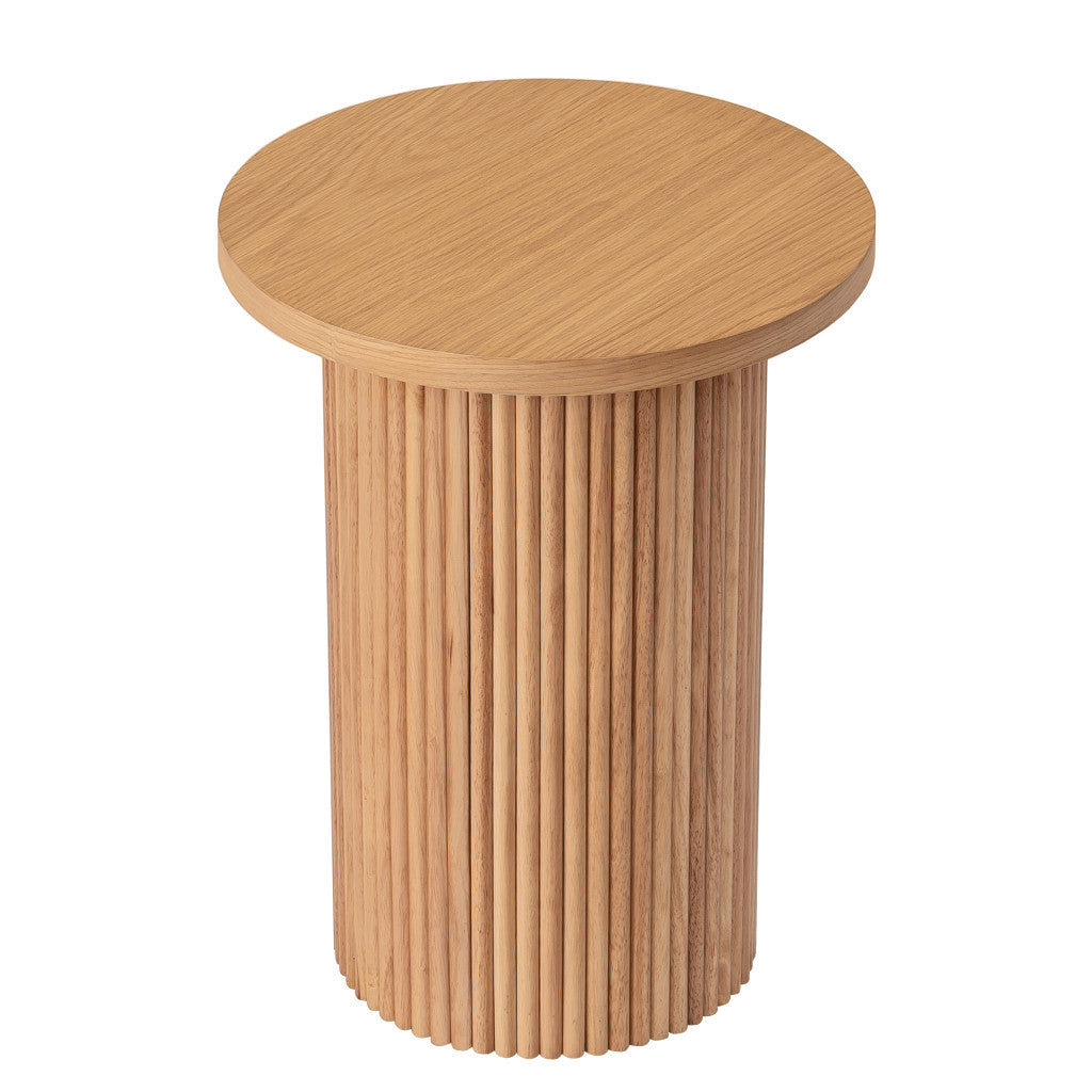 22" Natural Wood Round Pedestal End Table-2