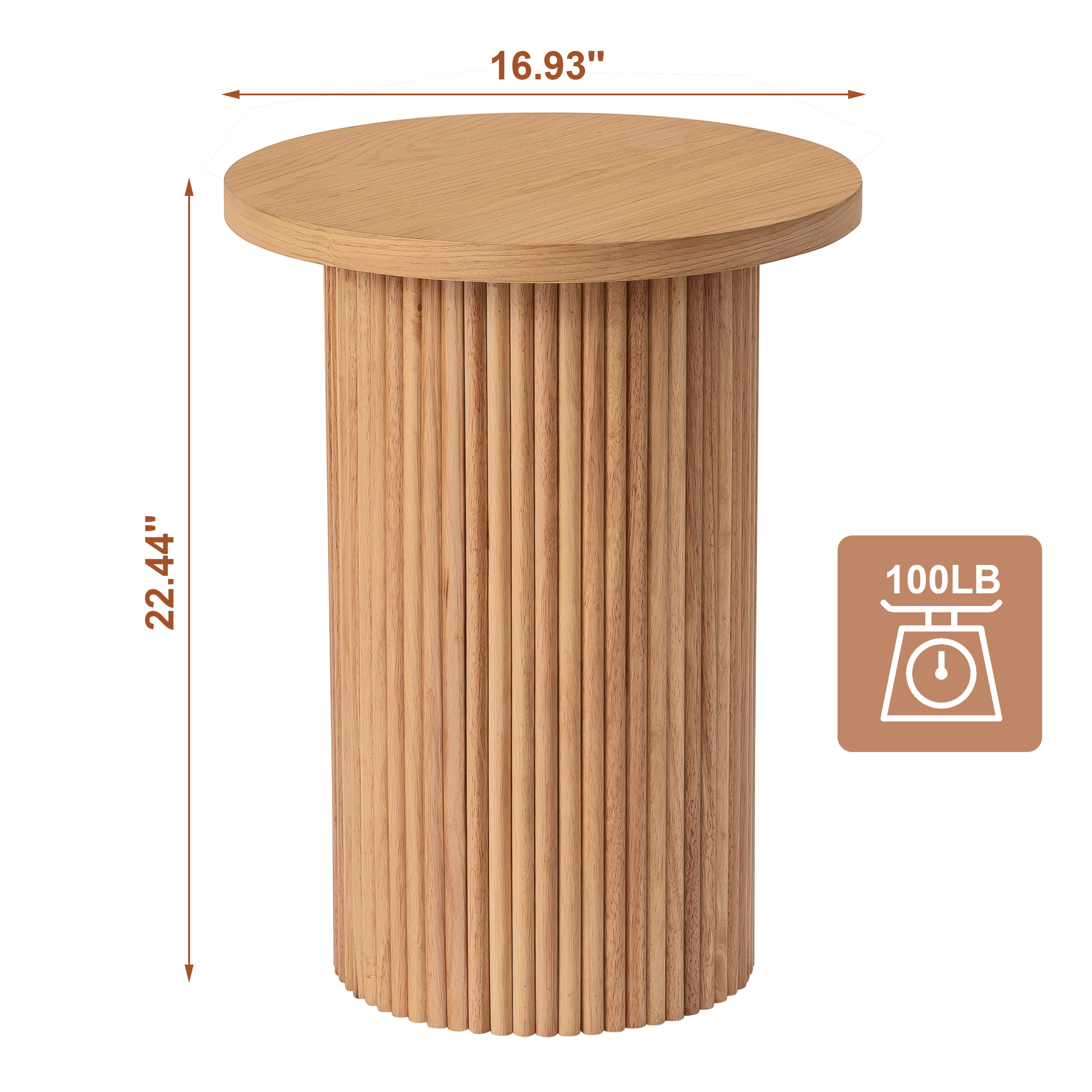 22" Natural Wood Round Pedestal End Table-8
