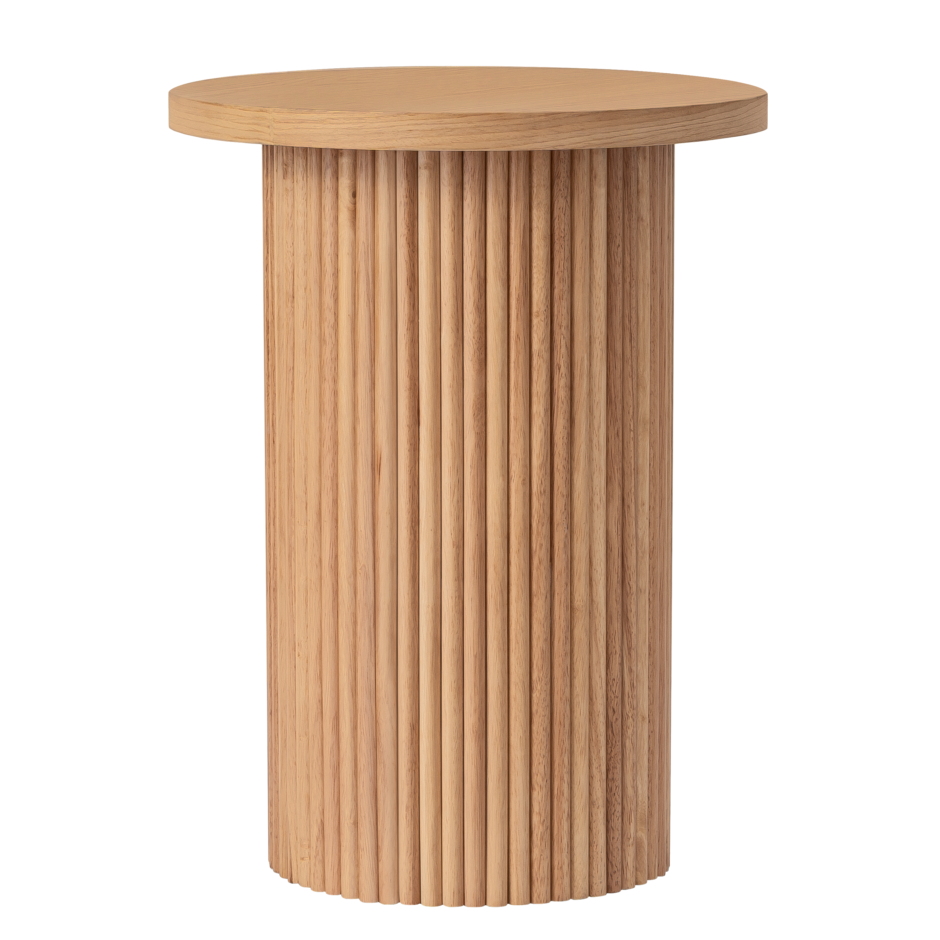 22" Natural Wood Round Pedestal End Table-1