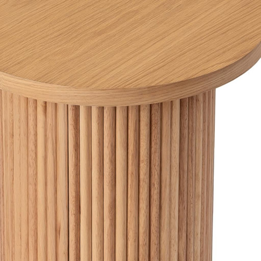 22" Natural Wood Round Pedestal End Table-4