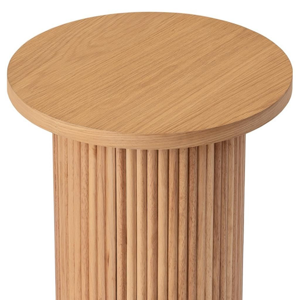 22" Natural Wood Round Pedestal End Table-6