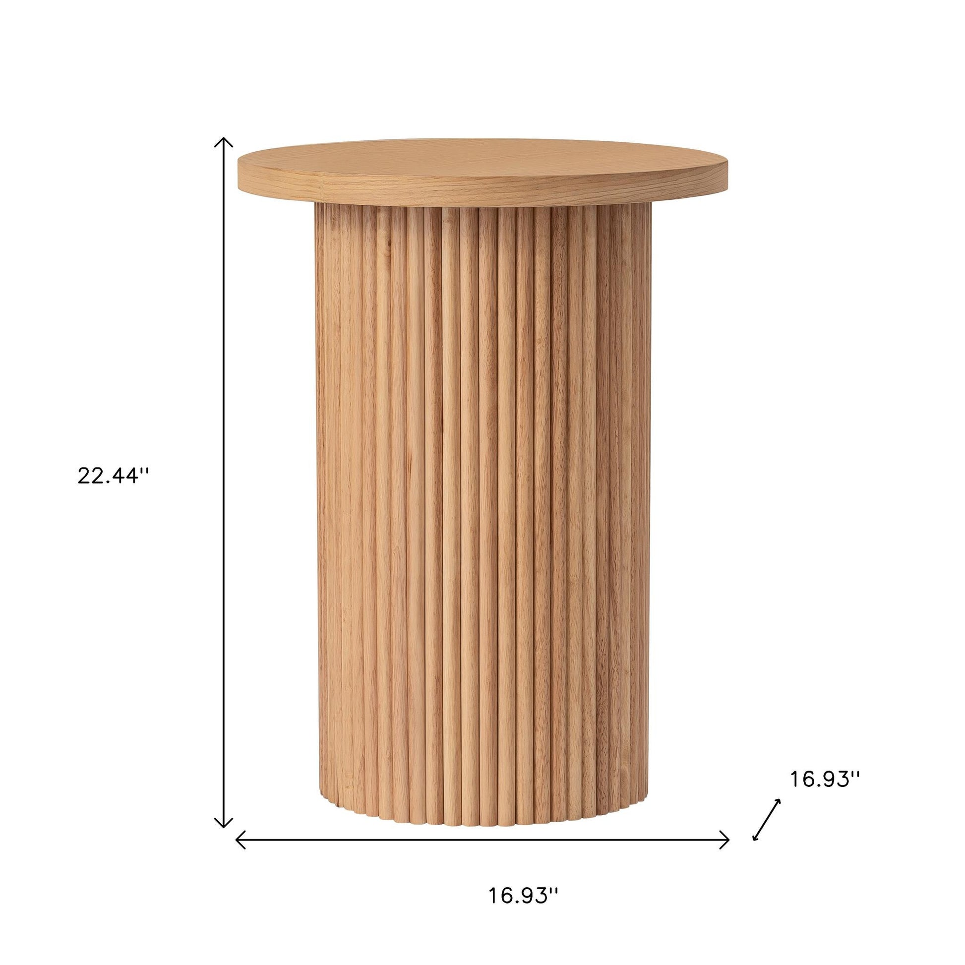 22" Natural Wood Round Pedestal End Table-7
