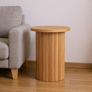 22" Natural Wood Round Pedestal End Table-0