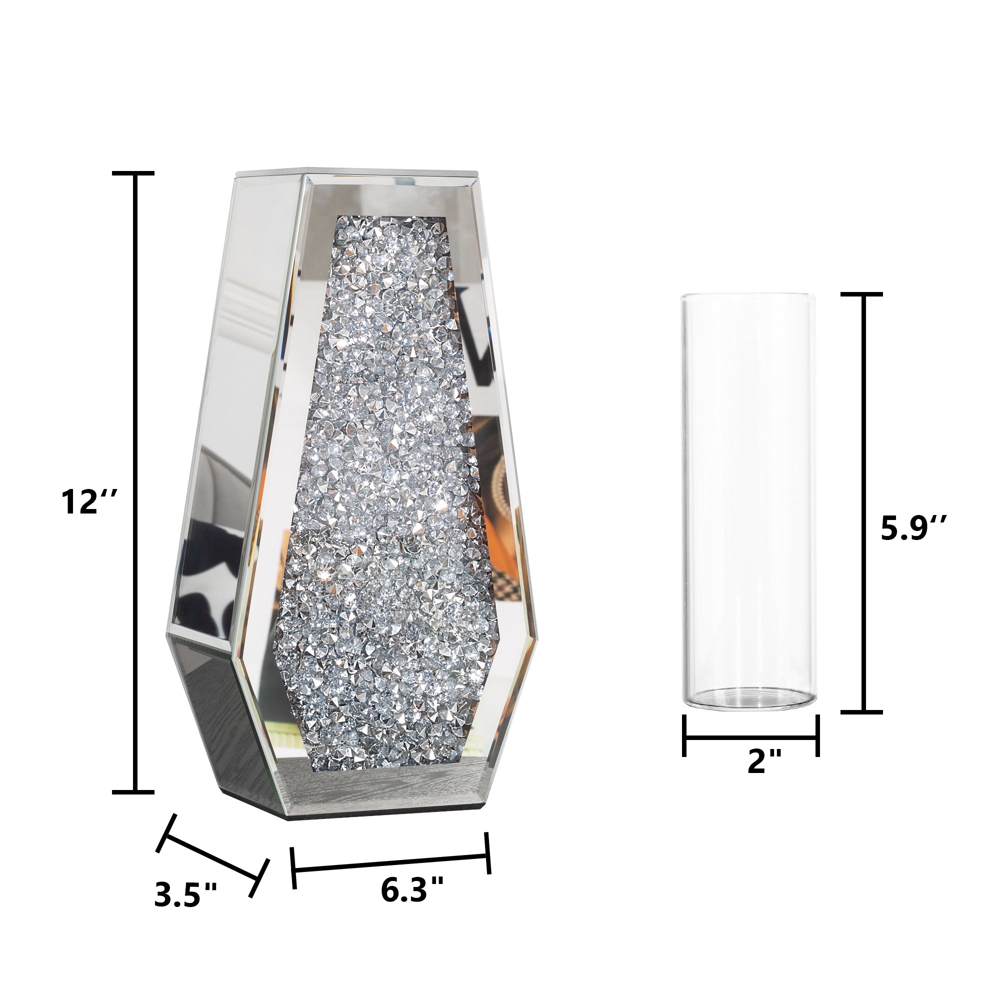 12" Silver Floor Vase-3