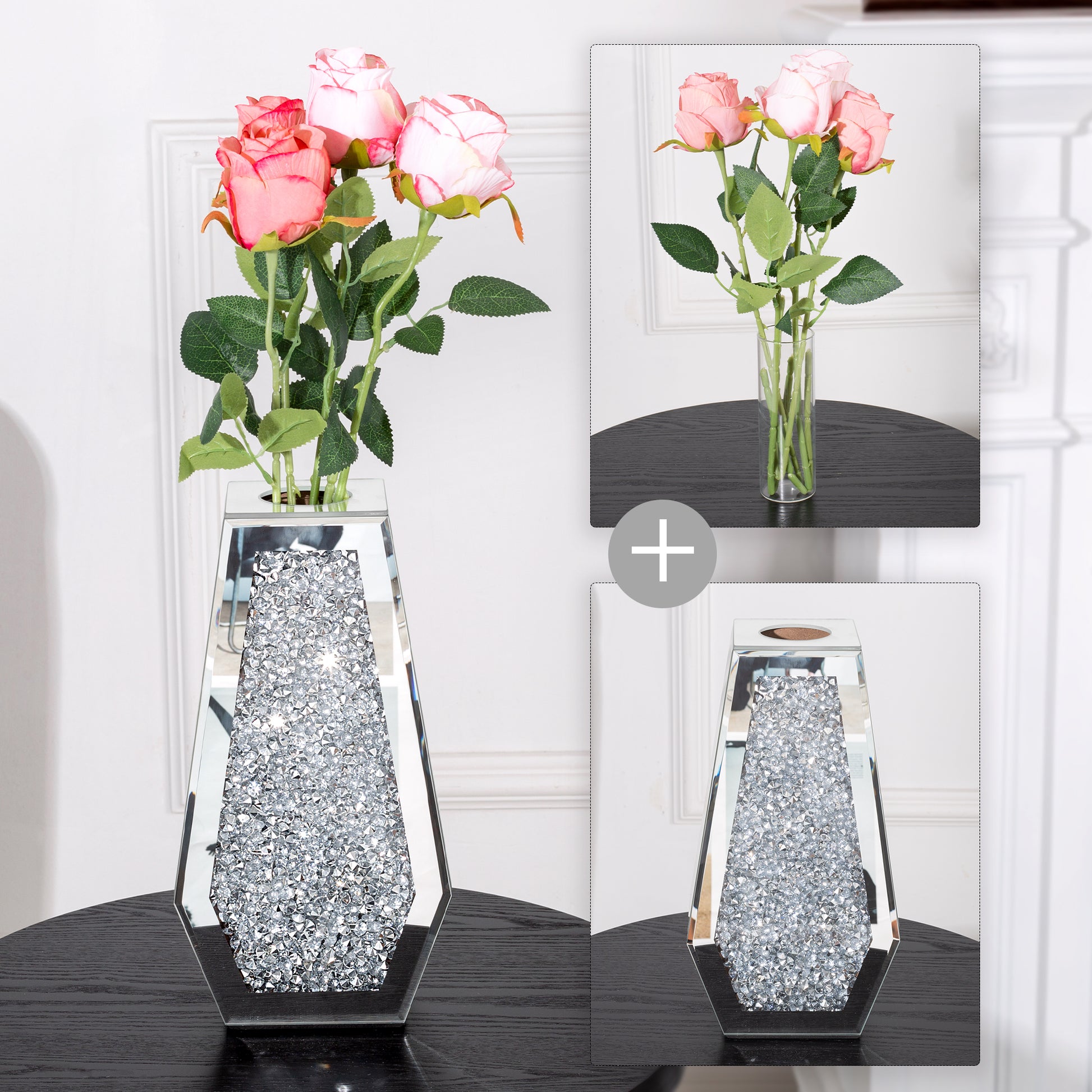12" Silver Floor Vase-4
