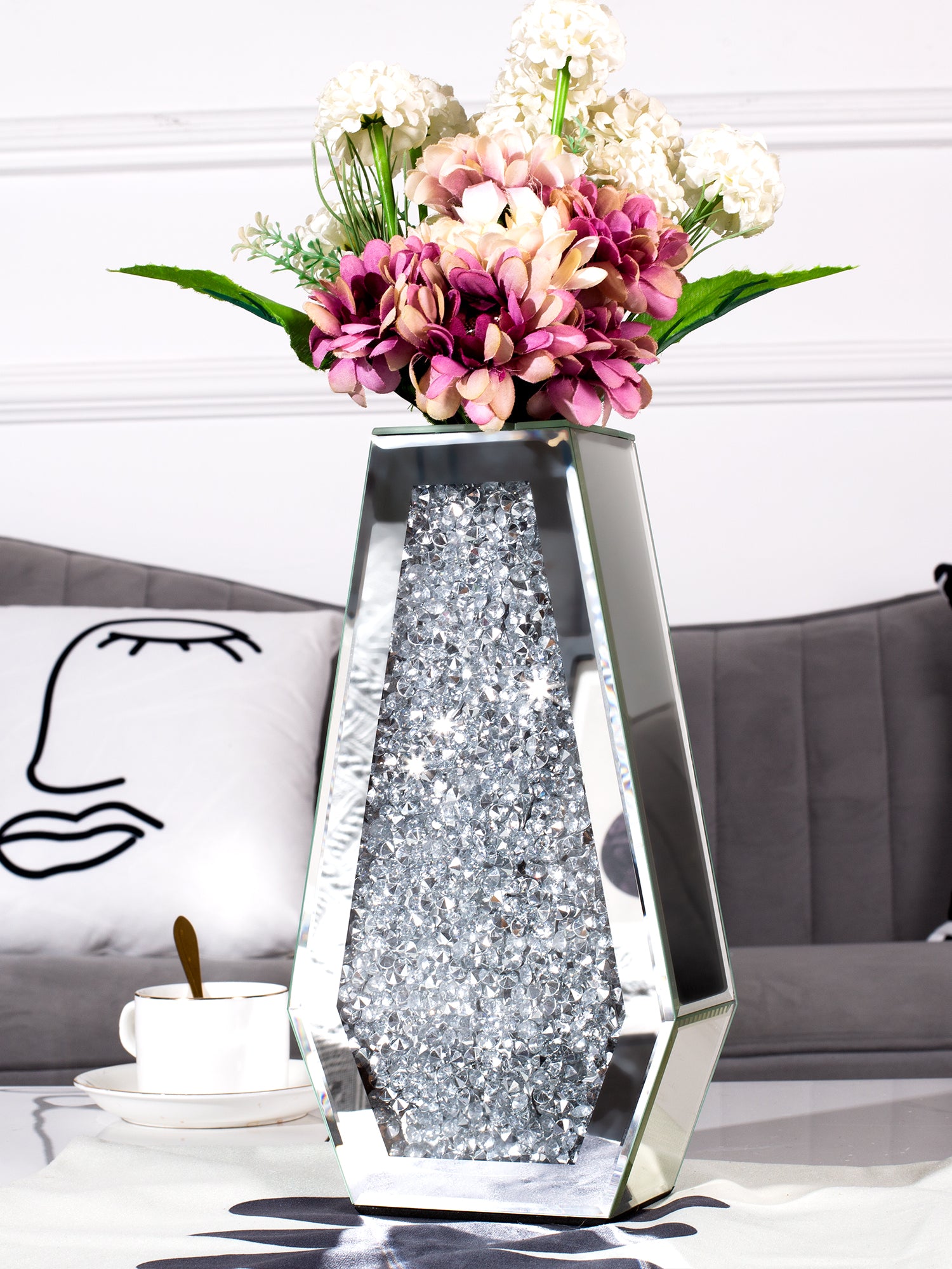 12" Silver Floor Vase-2