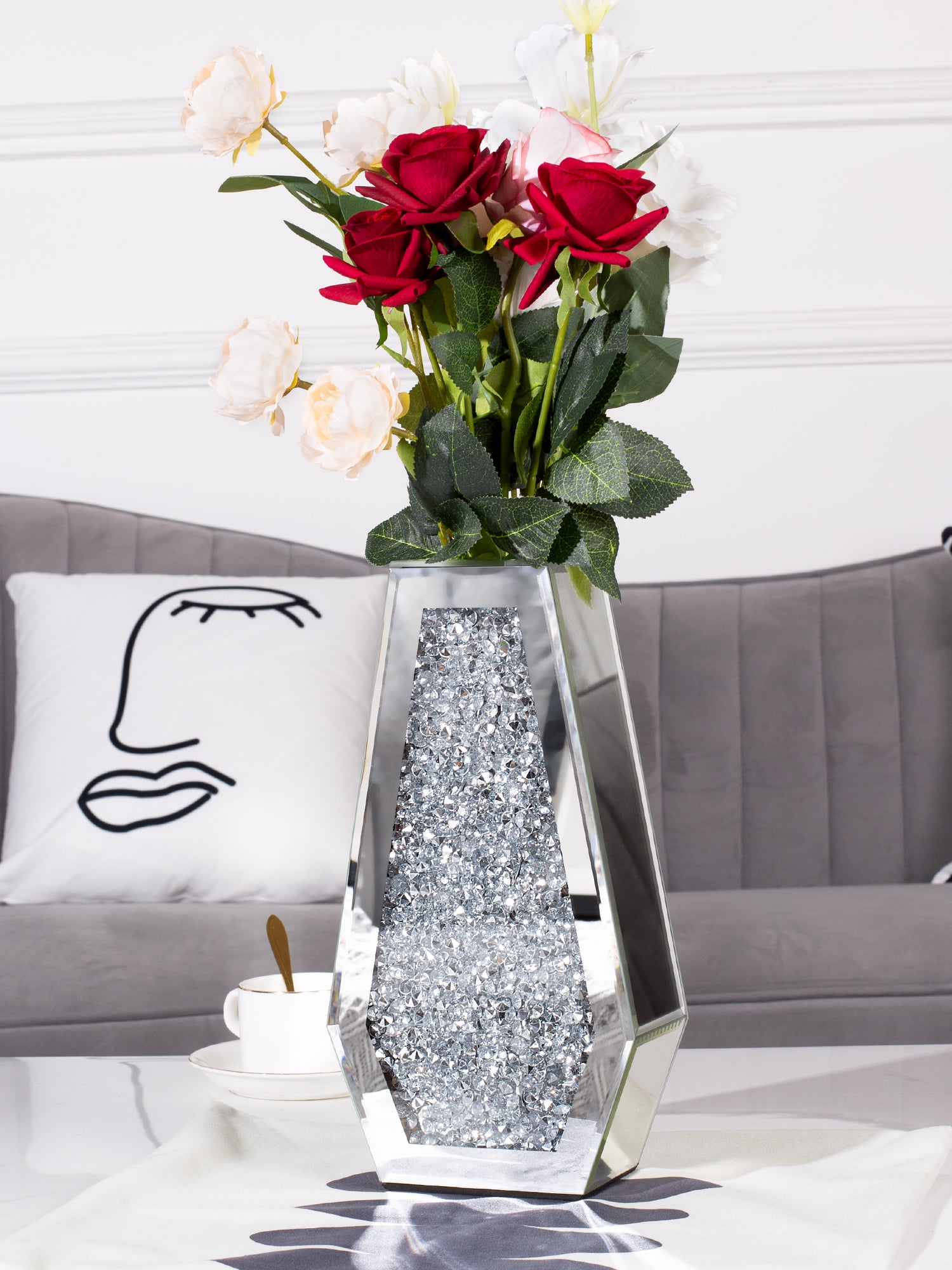 12" Silver Floor Vase-3