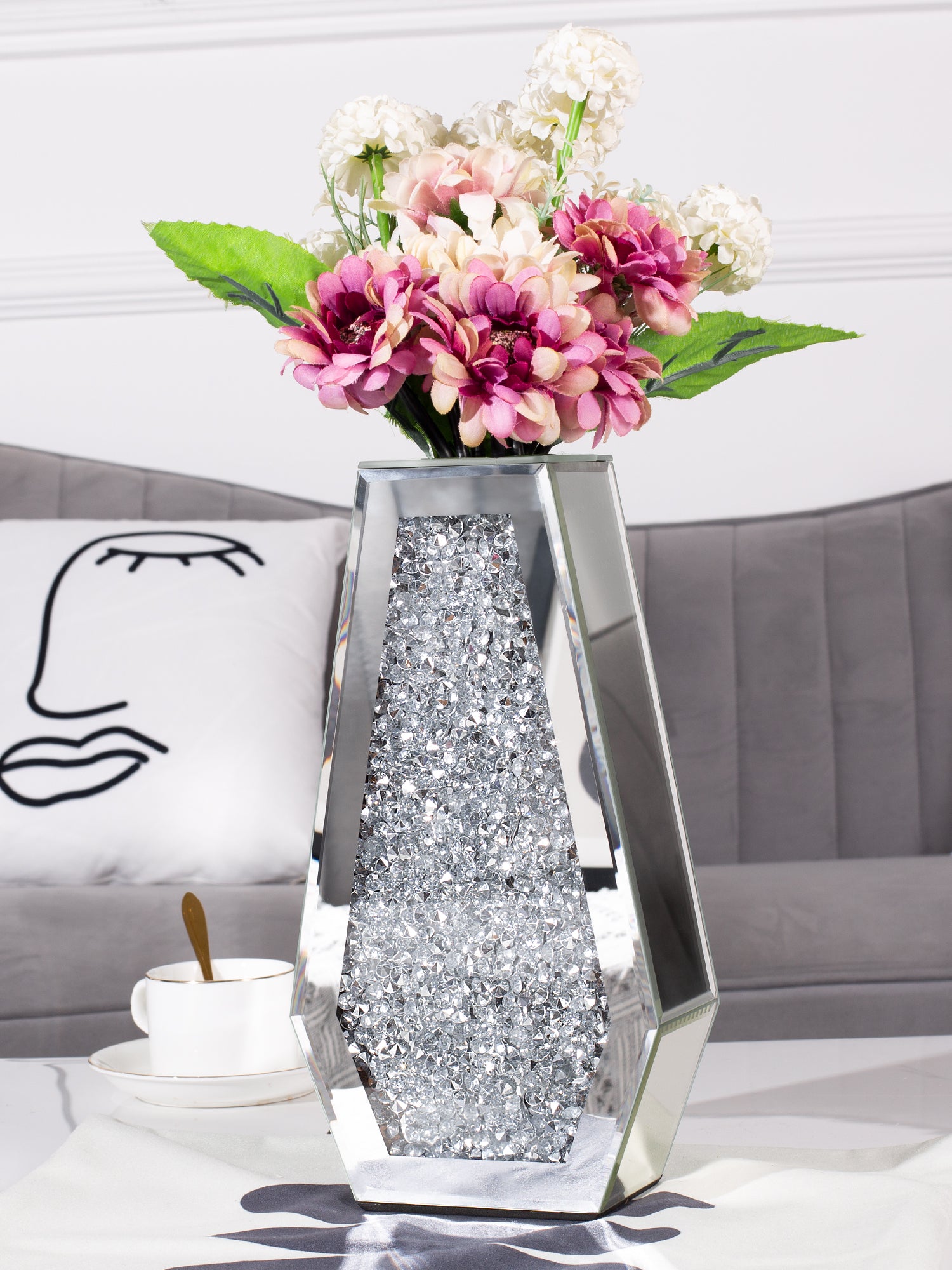 12" Silver Floor Vase-5