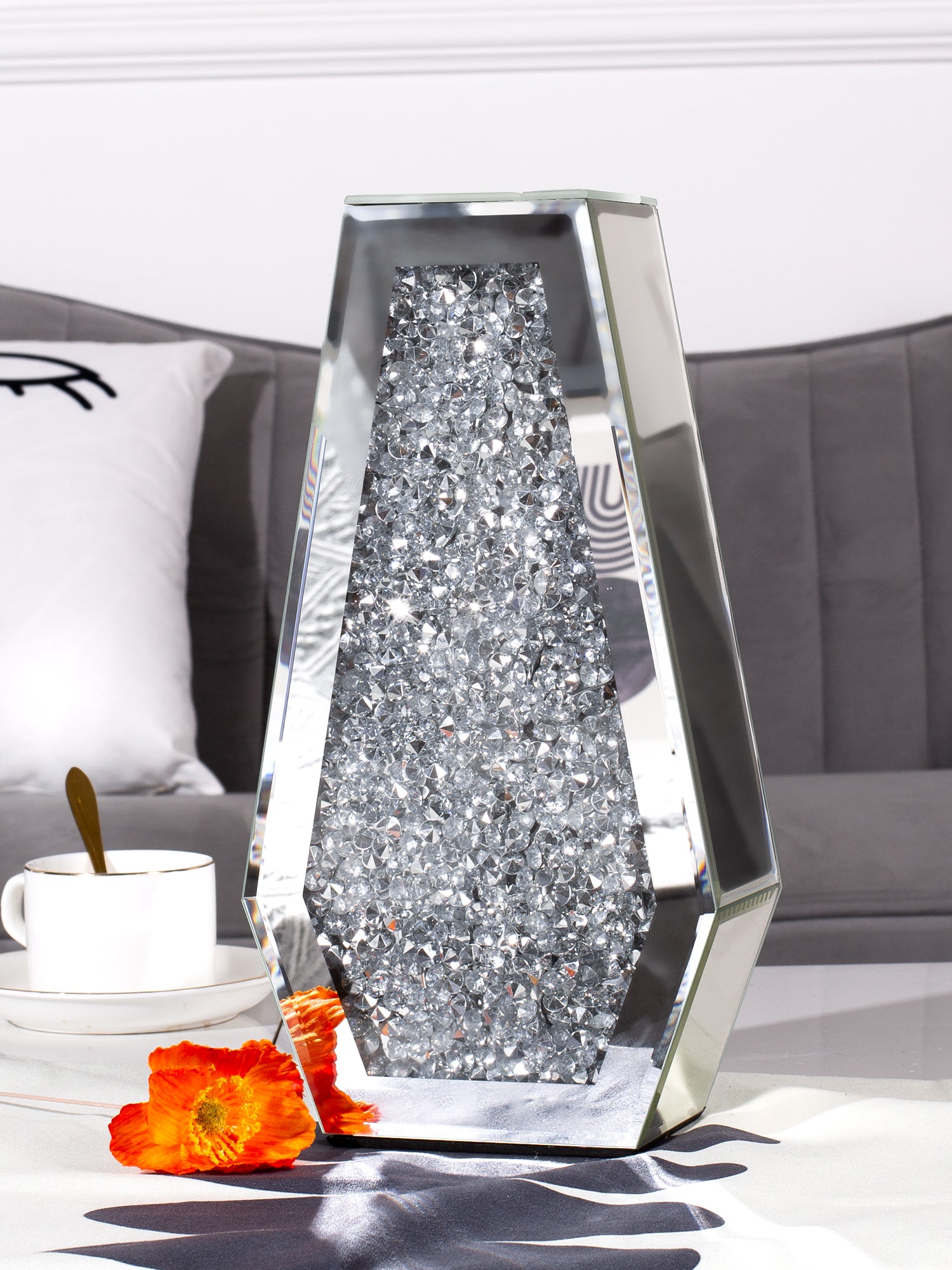 12" Silver Floor Vase-6