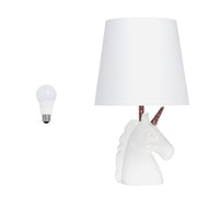16" White And Rainbow Novelty Table Lamp LED With White Drum Shade-Table Lamps-DECOROLALA