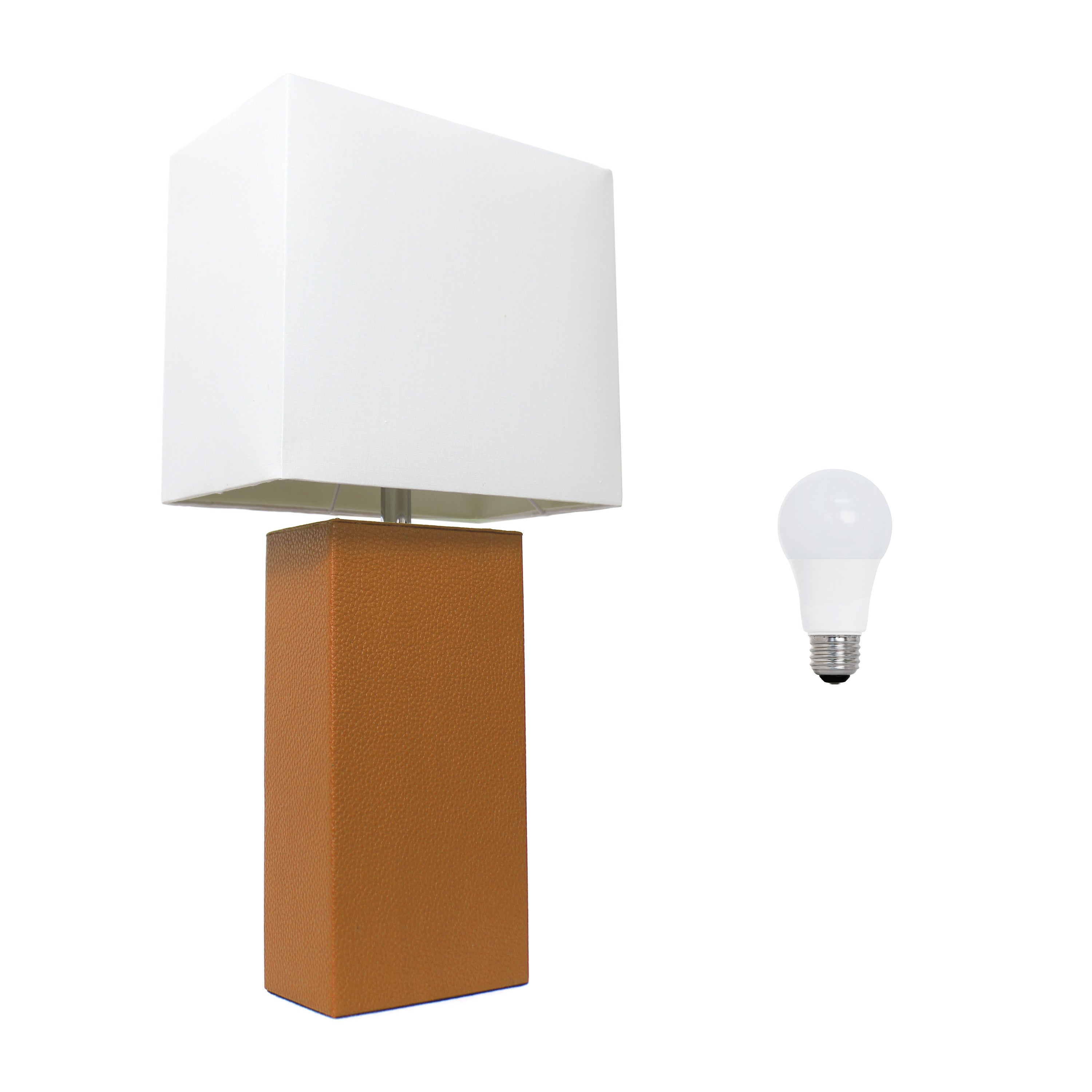 21" Tan Table Lamp LED With White Shade-Table Lamps-DECOROLALA