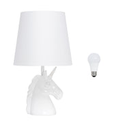 16" White Novelty Table Lamp LED With White Drum Shade-Table Lamps-DECOROLALA