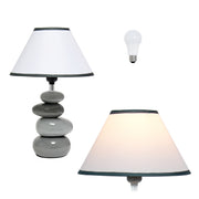 15" Gray Ceramic Novelty Table Lamp LED With White Empire Shade-Table Lamps-DECOROLALA