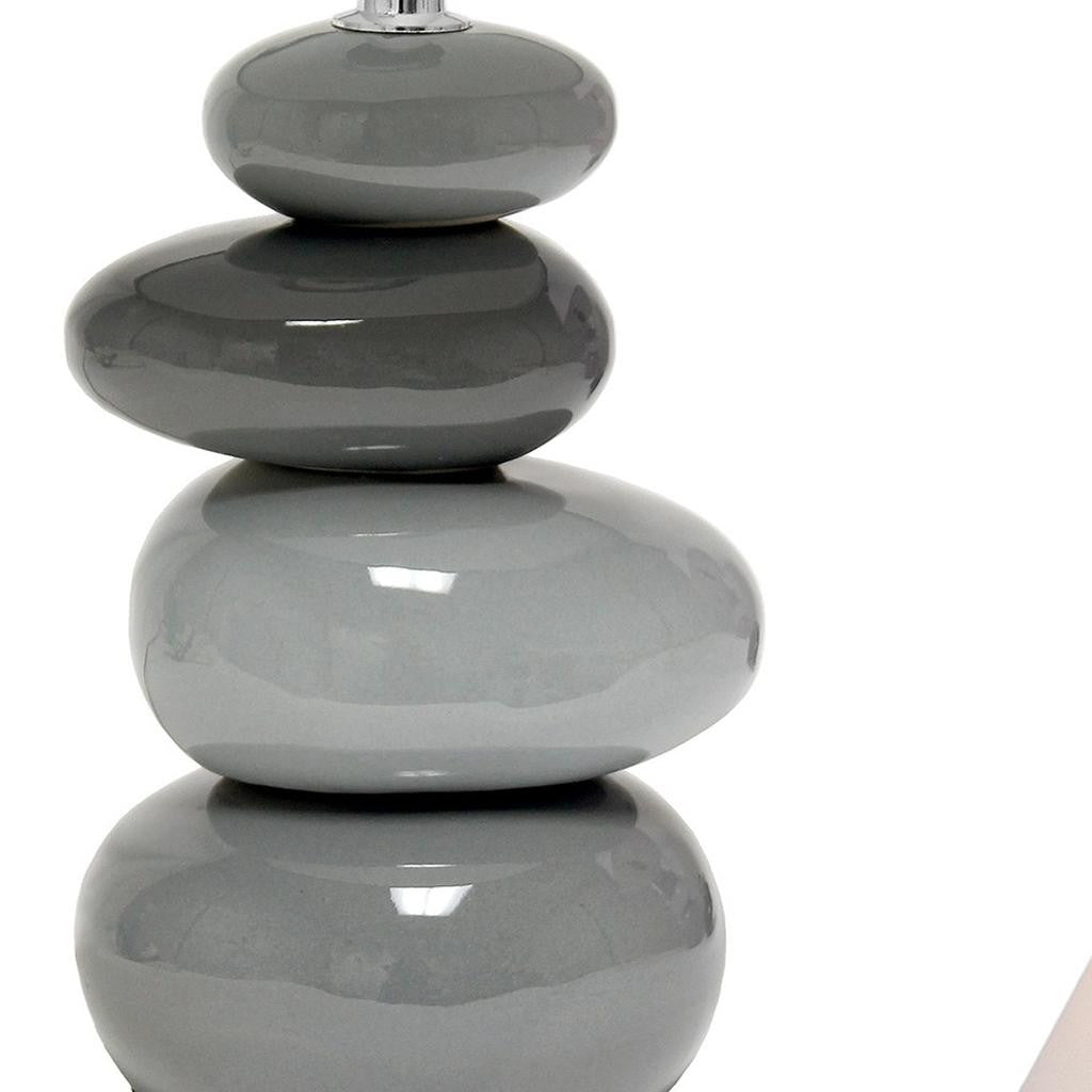 15" Gray Ceramic Novelty Table Lamp LED With White Empire Shade-Table Lamps-DECOROLALA