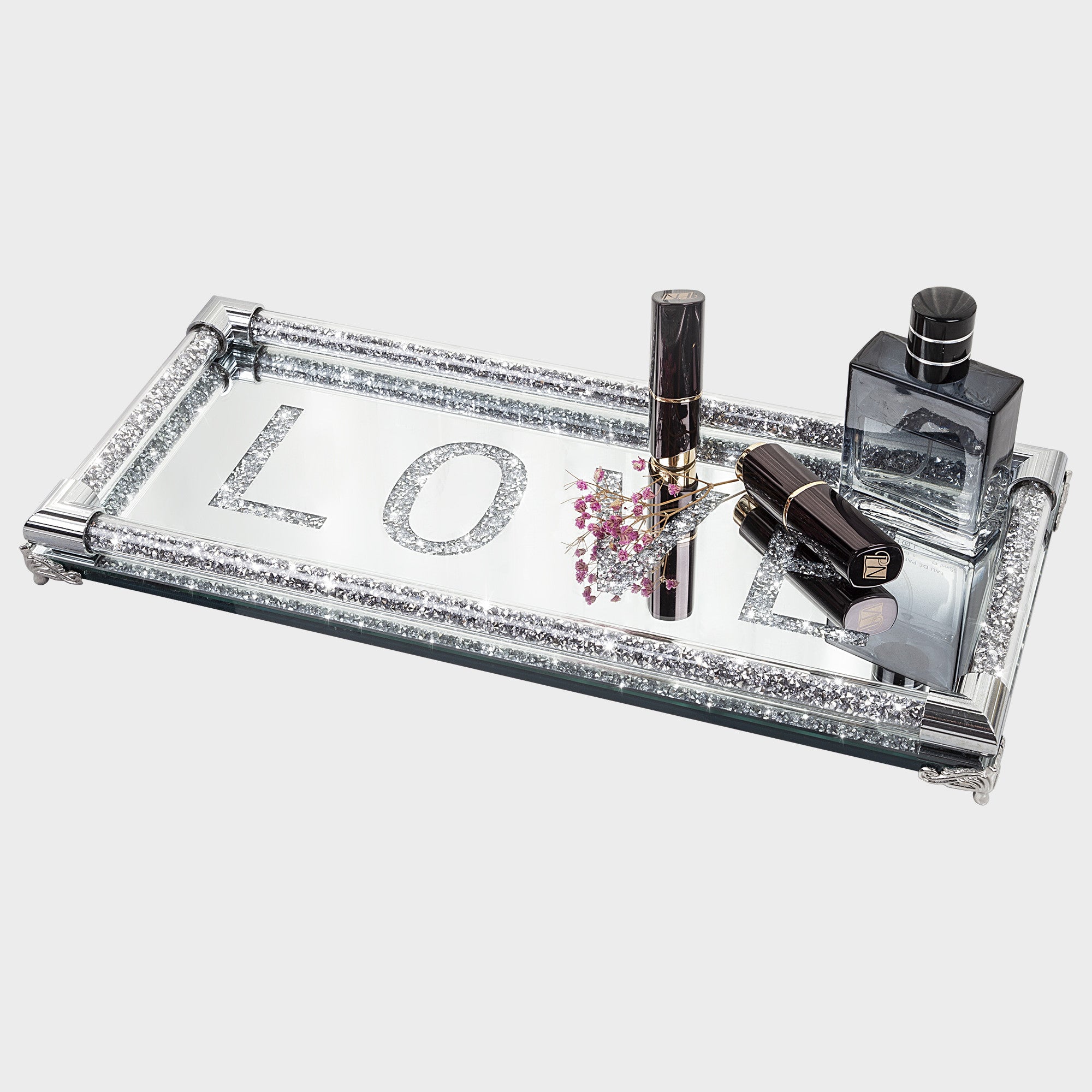 13" Silver Glass Vanity Tray-1