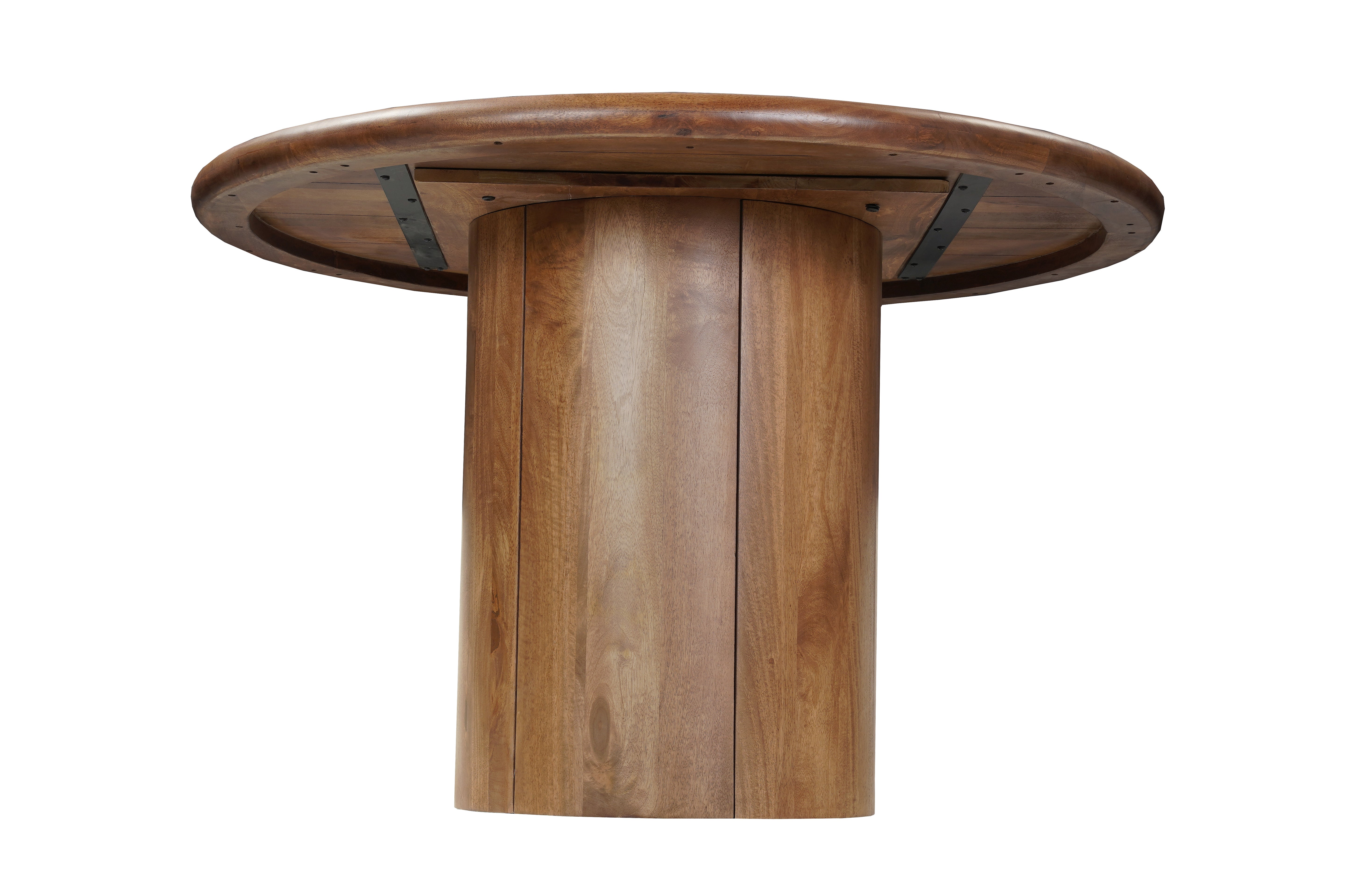 Five Piece Brown Round Solid Wood Dining Set with Four Chairs-Dining Sets-DECOROLALA