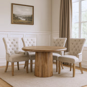 Five Piece Brown Round Solid Wood Dining Set with Four Chairs-Dining Sets-DECOROLALA