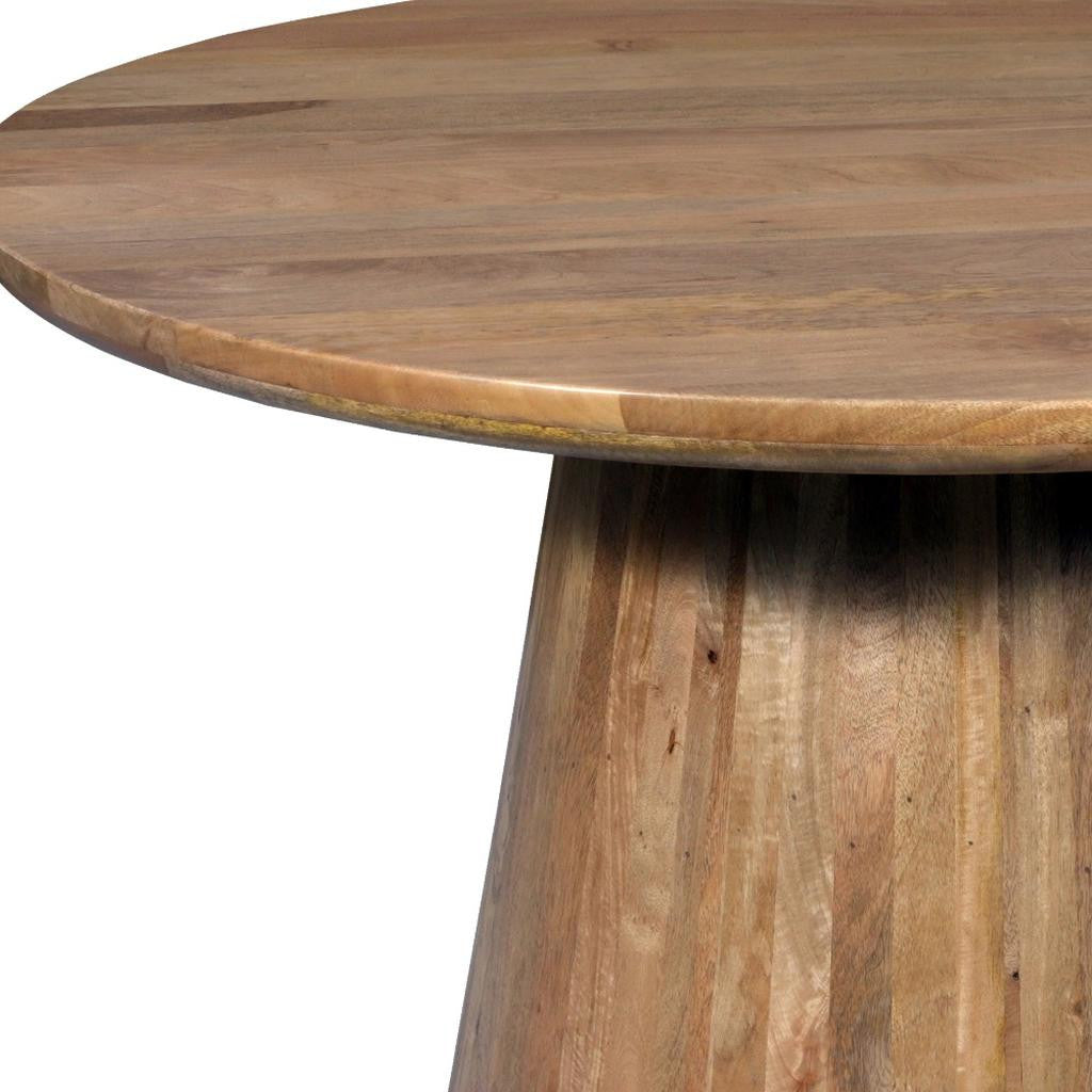 Five Piece Brown Round Solid Wood Dining Set with Four Chairs-Dining Sets-DECOROLALA