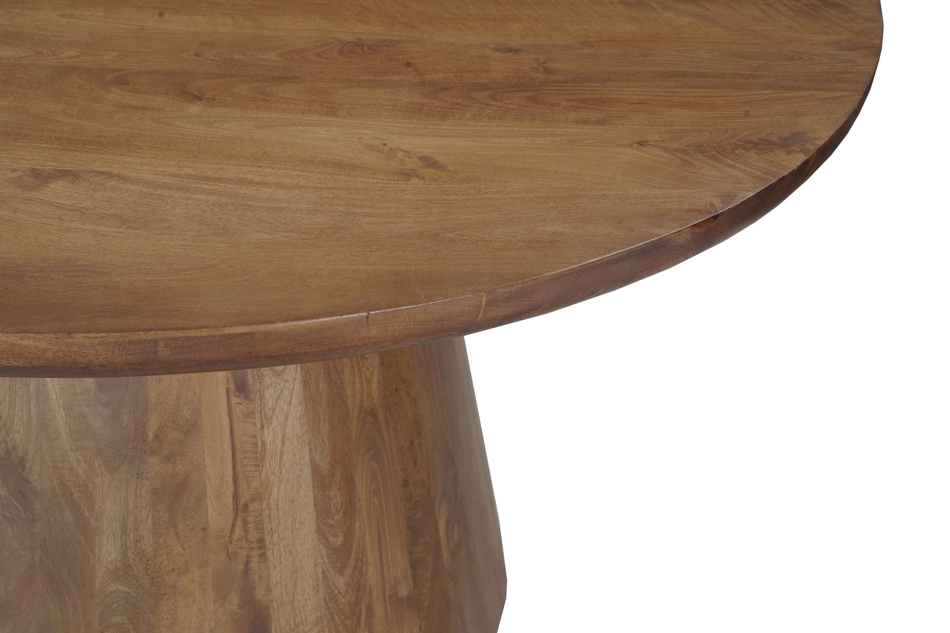 54" Brown Solid Wood Pedestal Base Round Top Dining Table-Dining Tables-DECOROLALA