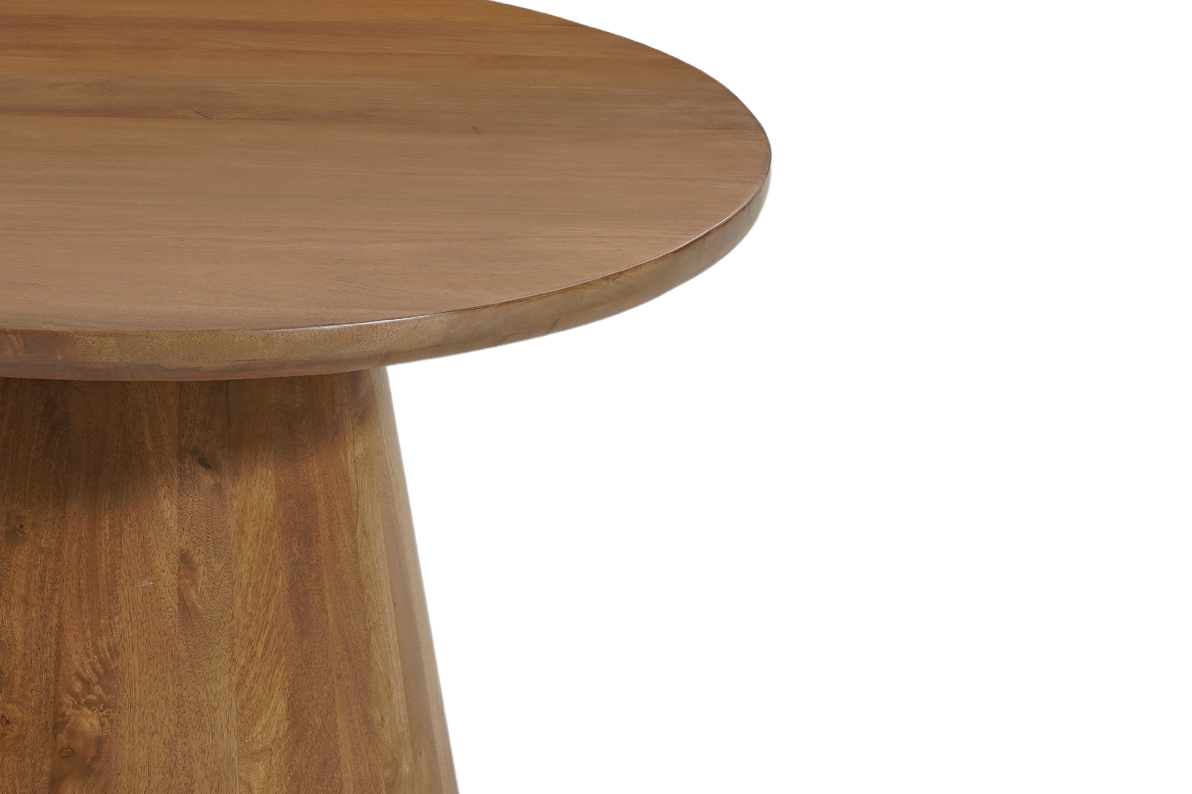 54" Brown Solid Wood Pedestal Base Round Top Dining Table-Dining Tables-DECOROLALA
