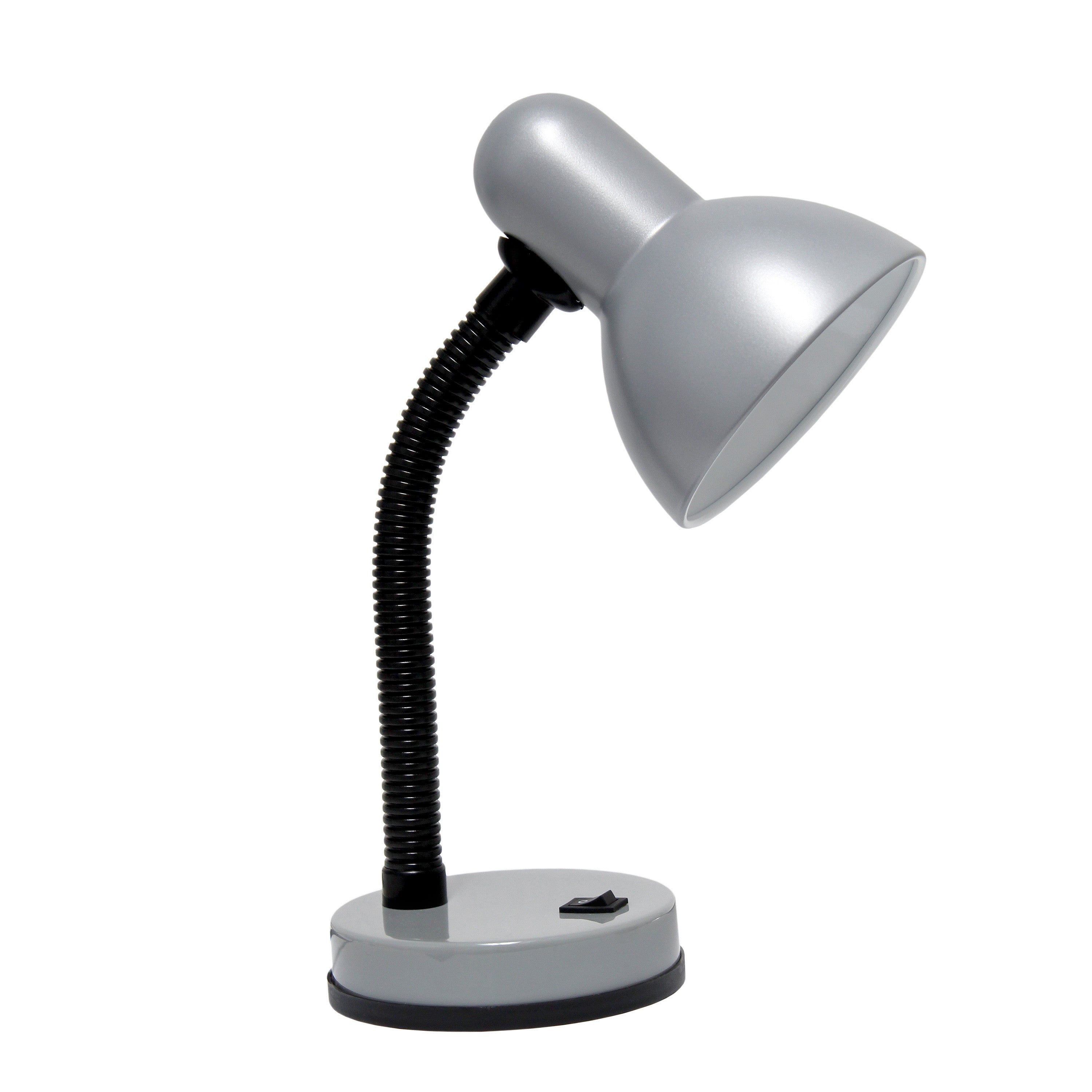 14" Silver Metal Swing Arm Table Lamp-Table Lamps-DECOROLALA